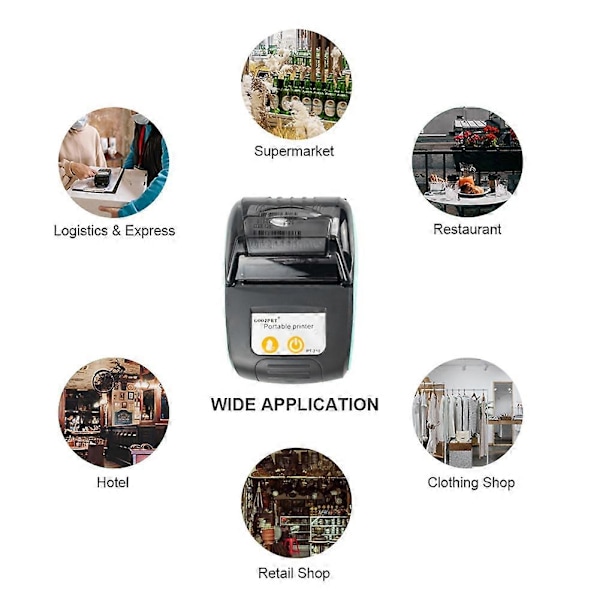 Bærbar Bluetooth Termisk Printer Håndholdt 58mm Kvitteringsprinter til Ios Android Telefon EU STIK