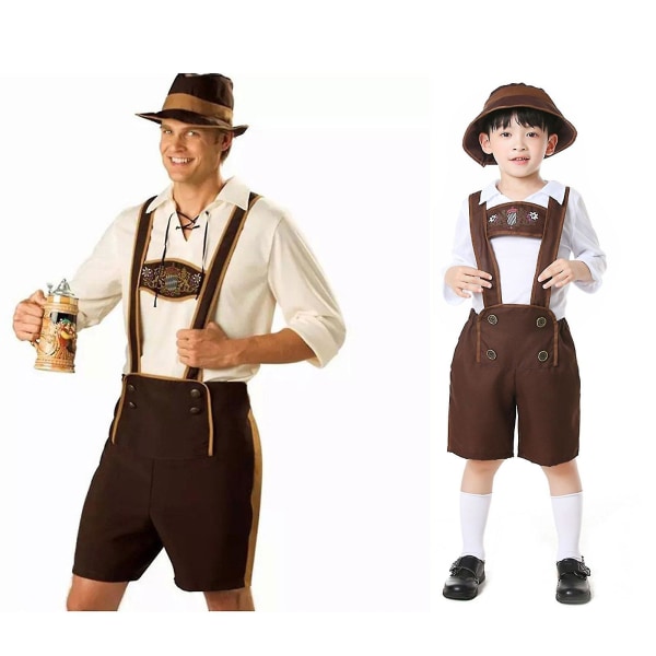 30% off-musta saksalaiset miesten nahkaiset ederhosen Oktoberfest Shortsit Bavarian-housut miehille ja pojille White L