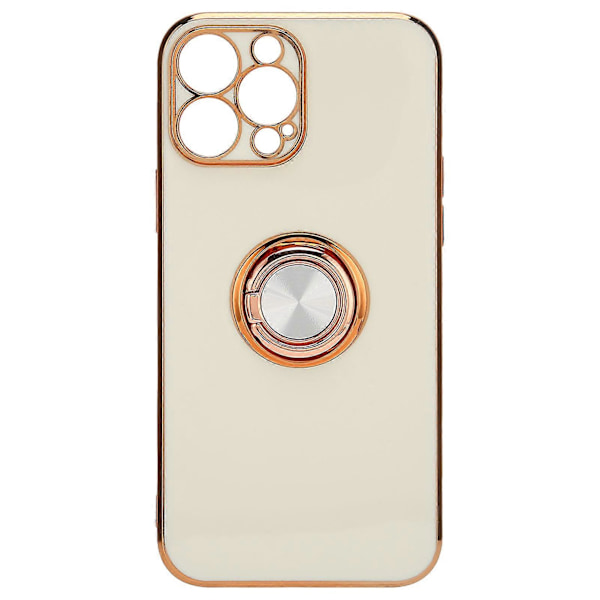 Matkapuhelimen kuori Rose Gold -sähköpinnoitettu rengaskuori Naisille Ultraohut Pehmeä TPU-puhelimen suojakotelo iPhone 13 Pro Valkoiselle