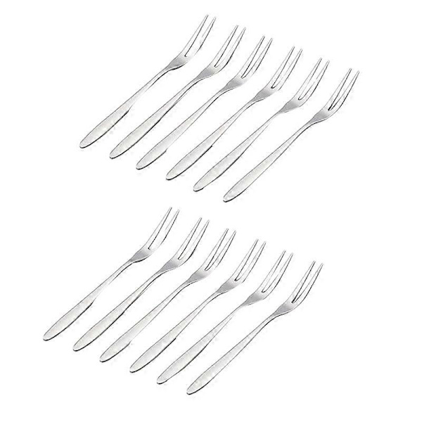 12 stk Dessertgafler, 5,1 tommer Rustfritt Stål Mini Salat Fruktgaffel Smaksgafler Gaffel