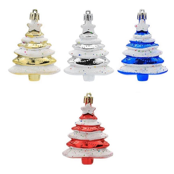 8x6cm 4-pakks Julekule Spesialformet Juletrepynt Gave Plastmalt Chr