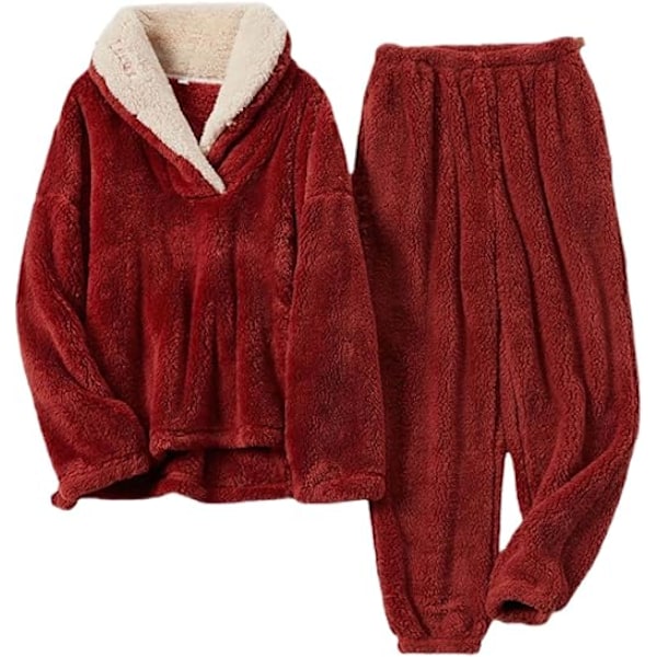 Dame Teddy Fluffy Supermyk Sherpa Twosie Pyjamassett - Vinter Loungewear for Kvinner
