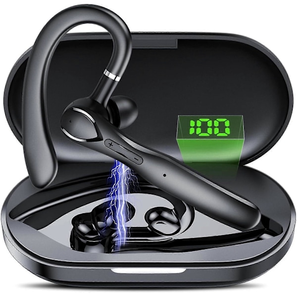 Bluetooth-kuulokemikrofoni, Bluetooth V5.3 -kuulokemikrofoni melua vaimentavalla mikrofonilla, 100 tunnin toistoaika Bluetooth-kuulokemikrofoni, latauskotelo LED-näytöllä