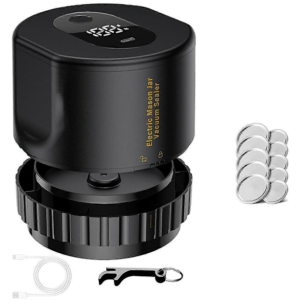 Mason Jar Vakuum 2 i 1 Design Elektrisk Mason Jar Vakuumforsegler Kit, Helautomatisk Suge Stopp Matlagring