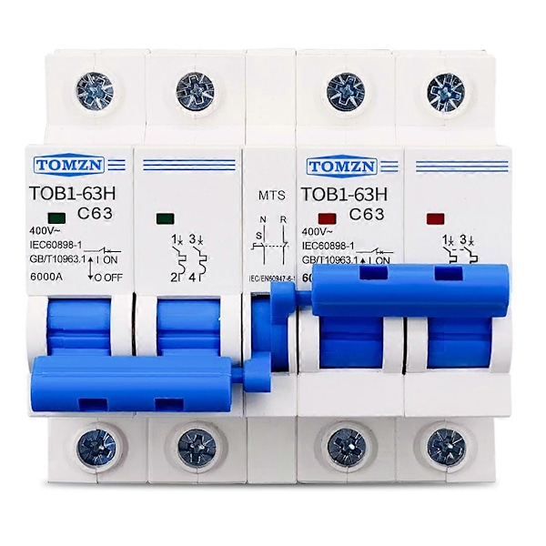 TOMZN 2P+2P TOMZN AC Kaksoisvirtalähde Manuaalinen Vaihtokytkin Katkaisija MCB 50HZ/60HZ, 40A