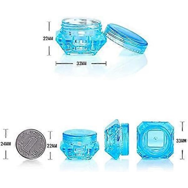 6 stycken 5 ml tomma kosmetiska provburkar i plast, klara, med lock, diamantform