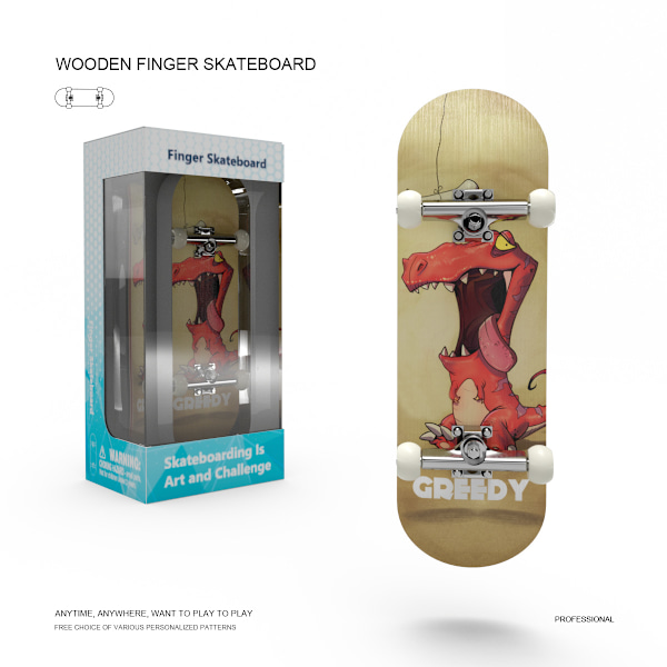 Finger Skateboard med Lejer Professionel Kvalitet Fem-lags Ahorn Fingertip Skateboard Dinosaur
