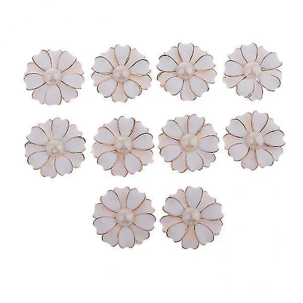 3x10 st Pärl Rhinestone Blomma Knapp Kristall Flatback Dekoration Vit +pärla