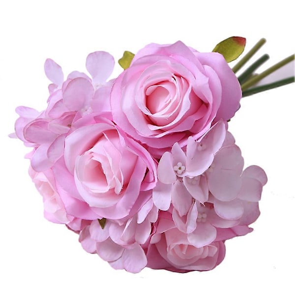 Kunstig Rose Blomst Simuleringsblomst Buket Til Hjemmedekoration (Lilla)