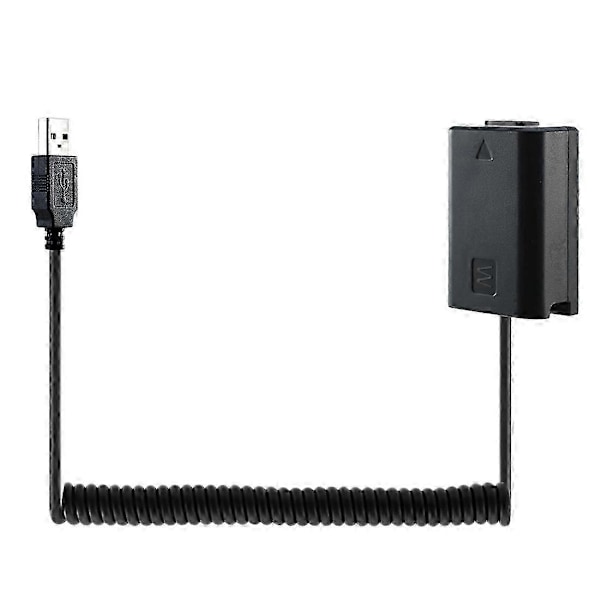 USB Opladningskabel NP-FW50 Dummy Batteri Fjederledning kompatibel med A7 A7R A7S A7M A7II A7S2 A7M2 A