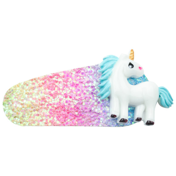st Unicorn Hårklämma med Glitter Snap Clips Regnbågsspärrar Hårdekoration For Barn Flickor Presentfest Födelsedag
