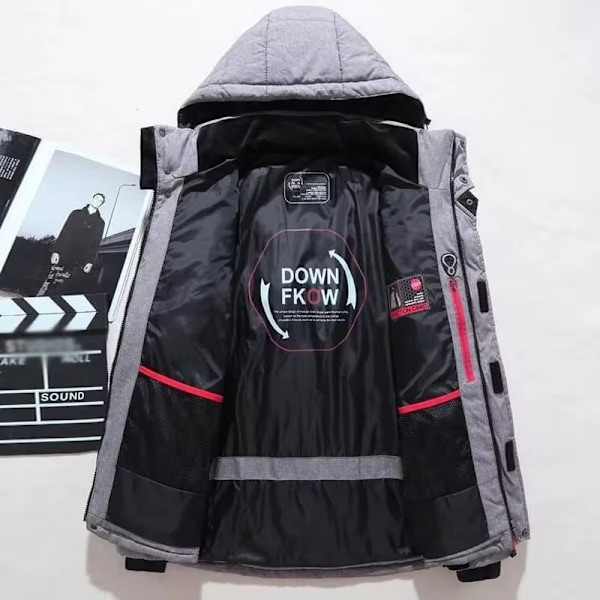 Herrdunjacka Vinter Parka Huva Utomhus Tjock Varm Överdimensionerad Mode 2024 Dragkedja Nedre Jacka Grey XL