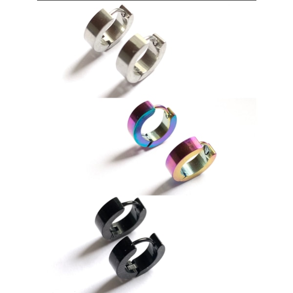 Ringar/creoler örhängen i kirurgiskt stål. (1 par)(Flerfärgad) flerfärgad multicolor