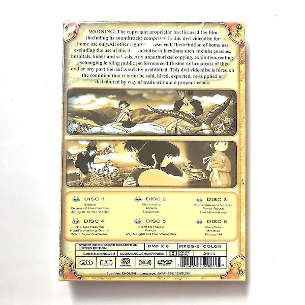 Hayao Miyazaki og Studio Ghibli Samling Limited Edition 6DVD 18 av de beste filmene