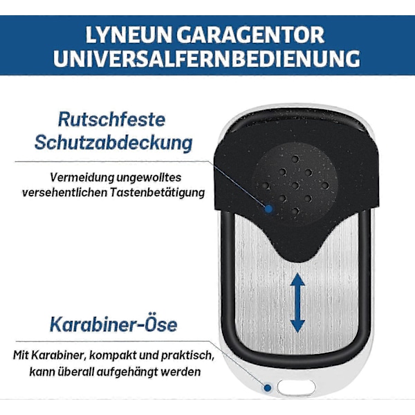 Universal Dørkontroll, 2 Universelle Garasjeportfjernkontroller, Dupliseringsfjernkontroll for Garasjeport med 4 Nøkler, 433.92mhz Fast Frekvens