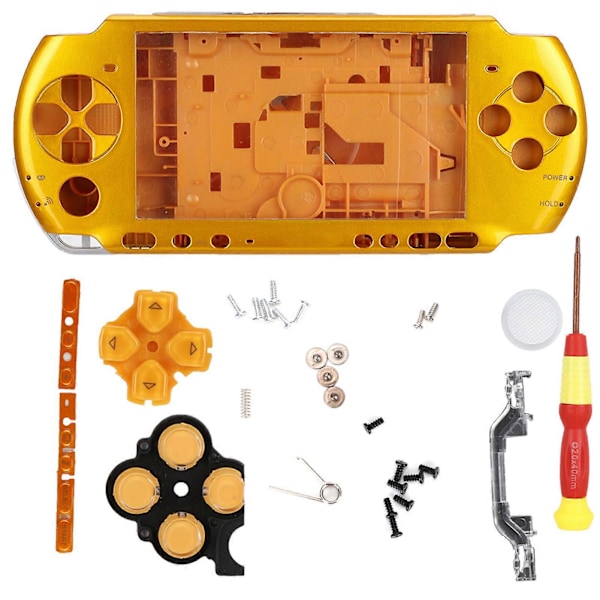 PSP3000 Pelikonsolin Kotelo Täysi Kotelo Kuori Ruuvivääntimellä Kannettava Kompakti (Keltainen)