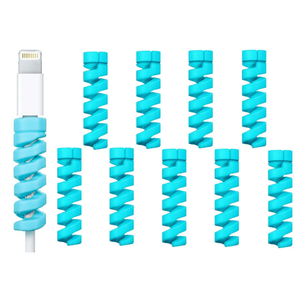 10-pakning Spiralkabelbeskyttelse - Lader blue one size