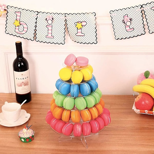 6-vånings Rund Plast Macaron Tornställ Macaronshållare Macaron Kaktorn Displayställ För Dessertvisning