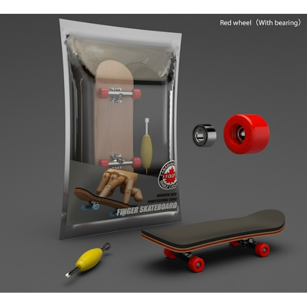 Finger skateboard femlags ahorn fingertip skateboard desktop kreativt puslespil dekompressionslegetøj Red