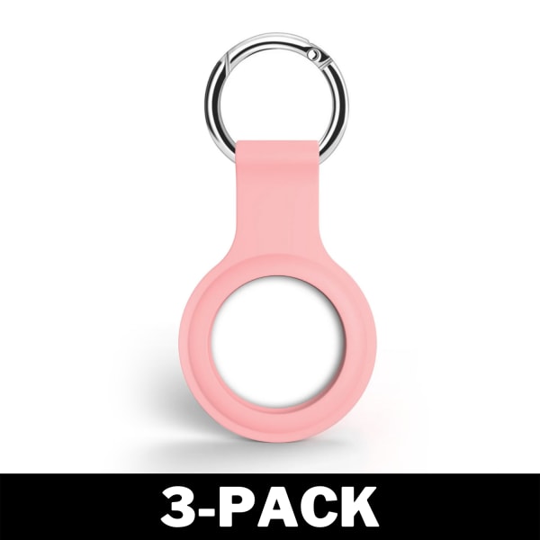 Airtag Apple Shell silikoni avaimenperällä vaaleanpunainen 3-Pack