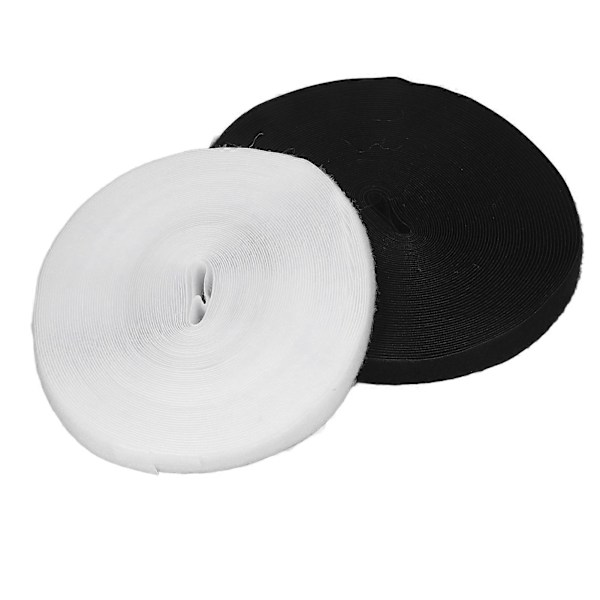 2 st. kardborreband 25m Längd Svart Vit 2,5cm Bred Mjuk Nylon DIY Klippbar Självhäftande Kardborre