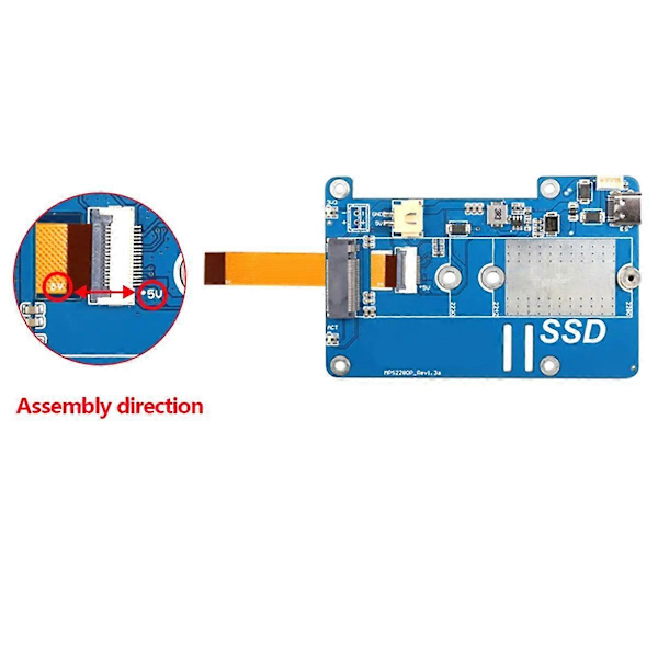 MPS2280P PCIE M.2 NVME SSD HAT+FPC-kabel for 5 Støtter 2280 2230 2242 Gen 3 Utvidelseskort