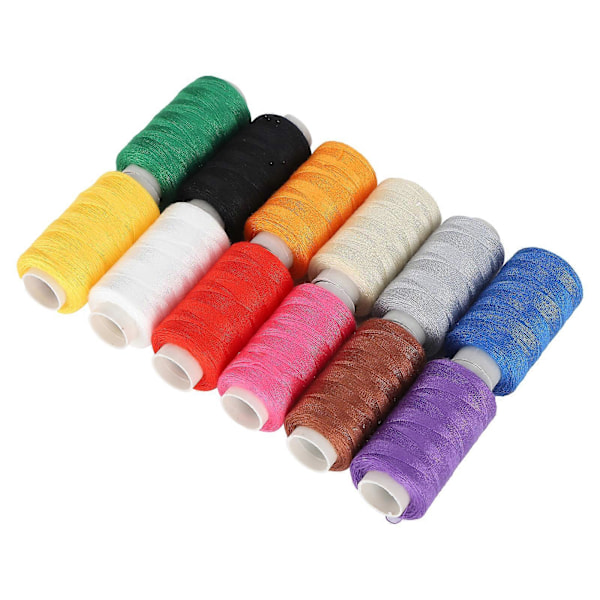 12-pack Sytrådssats Färgglada Polyester Broderiverktyg Handgjorda DIY Stickningstillbehör