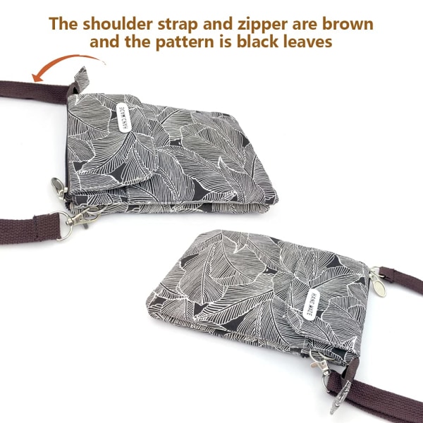 YY-Rymlig mobiltelefonväska Plånbok Canvas Små Crossbody-väskor med axelrem för kvinnor tonårstjejer (svart) Black