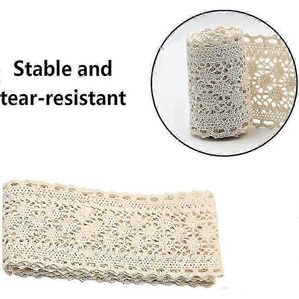 5 Yards Bredde 5,8 Cm Bomulds Hæklet Blonder Kant Trim Bånd Vintage Stil Beige Blonder Bånd Elfenbensfarvet Blonder Kant Trim Bånd Til Diy