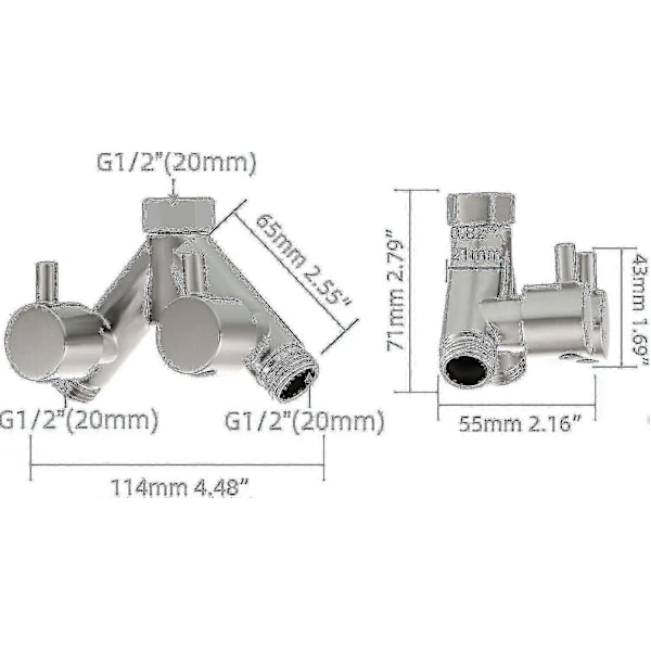 (best) Messing Diverter Ventil Dusj Avstengningsventil 2-veis Y Splitter 1/2 Tommer For Dusjslange Og Dusjhode Krom Dsf014a