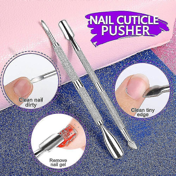 Nagelkonst & nagelfilset - Dubbelsidig nagelfil, nagelbandssax & pusher & nagelborste, nagelset för salongsmanikyr