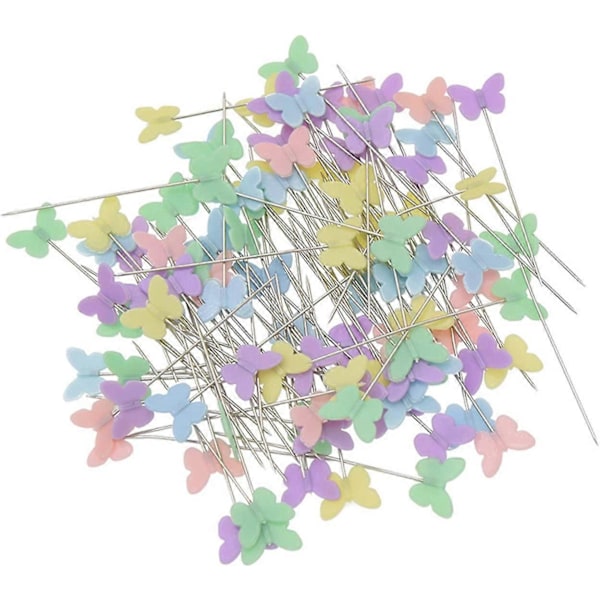 100 stk. Farverige Quilte-nåle, Butterfly-formede Hovednåle til DIY Smykker, Syning og Håndværk