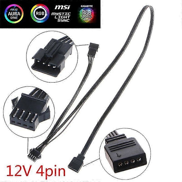 12V 4-polet RGB-stikkabel PC-kabinetblæser LED-stribe forlængerledning ledningsadapter til Giga/Microstar/A-sus RGB-bundkort