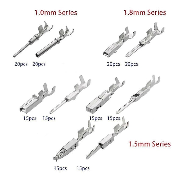 340 stk 1/1.5/1.8/2.2/2.8/3.5mm Terminalpinner Ledningsnett Pin Hunn Hane Bil Elektrisk Kontaktsett Biltråd