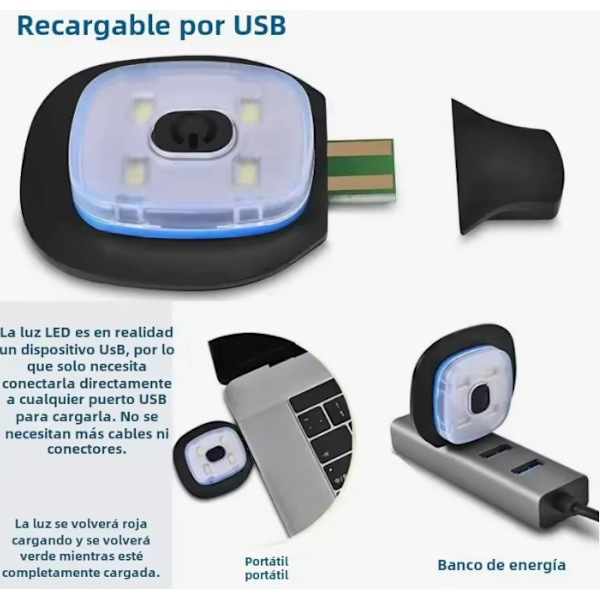 Unisex USB Ladbar Lysende LED Vinterlue Varmt Hodeplagg med Hodelykt for Natt og Høst Hettemott Lys Orange