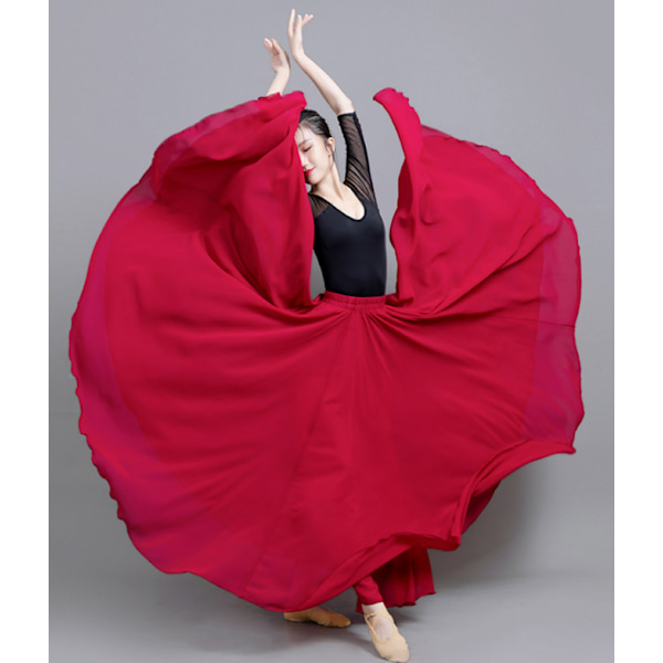 720 Silkeaktig Tynn Chiffon Elastisk Midje Lang Magdans Skjørt Red 85CM