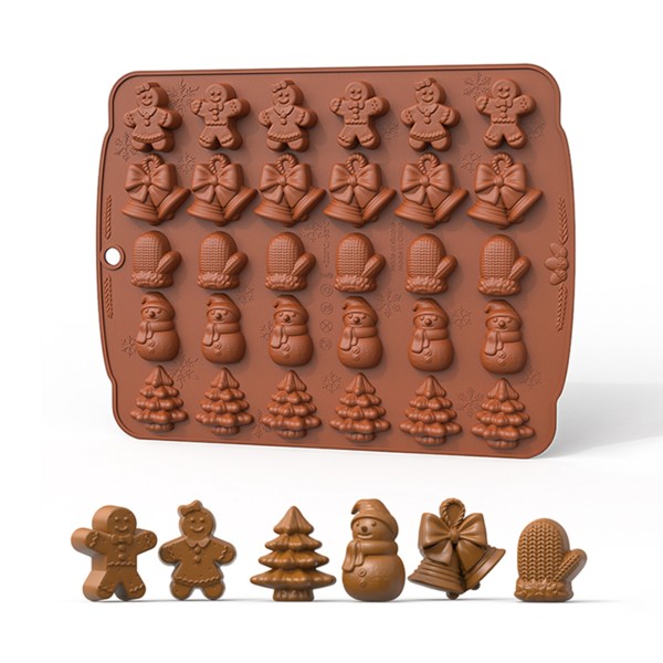 Silikone Juleforme Julemand Bells Snowman Candy Form brown