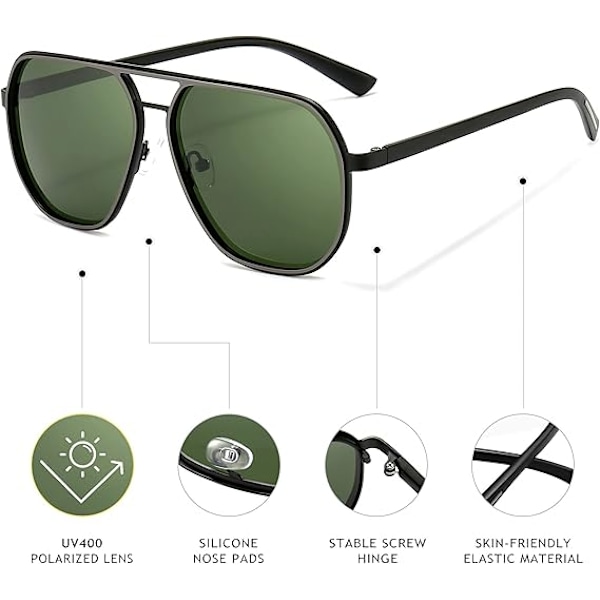 Mænds Polygonal Solbriller Polariseret Mode Firkantede Solbriller Retro Aviator Solbriller UV400 Beskyttelse