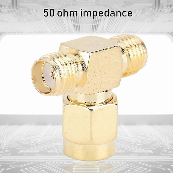 5-pack Guldpläterad Mässing 50 Ohm SMA Han till Dubbel SMA Hon Adapter med Standard Polaritet