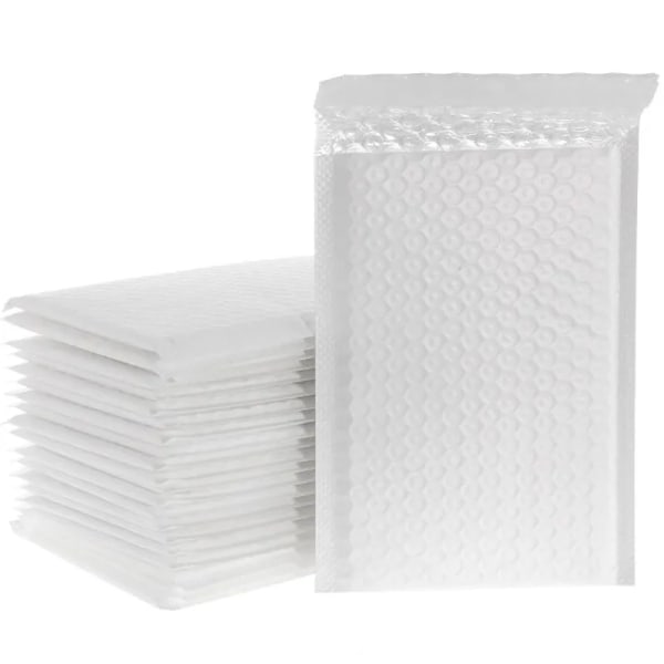 50 Styck Rosa Poly Bubble Mailers Vadderade kuvert Bulk Bubble Fodrade Wrap Polymailer påsar för frakt Förpackning Maile Self Seal white-50pcs 18*23cm