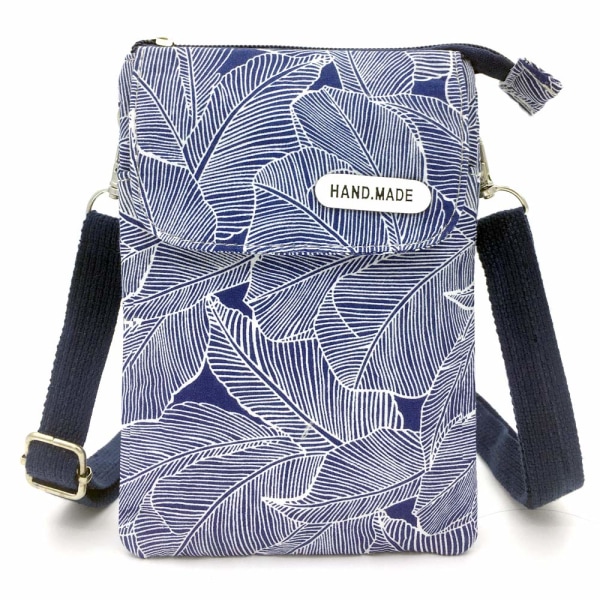 YY-Rymlig mobiltelefonväska Plånbok Canvas Små Crossbody-väskor med axelrem för kvinnor tonårstjejer (blå) Blue