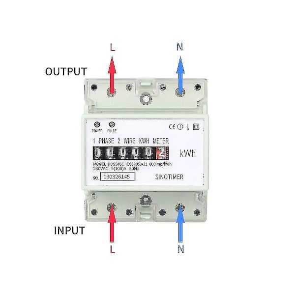 Elektrisk enfaset to-lednings AC 220V 100A energimåler kWh-teller forbruk Analog elektrisitet