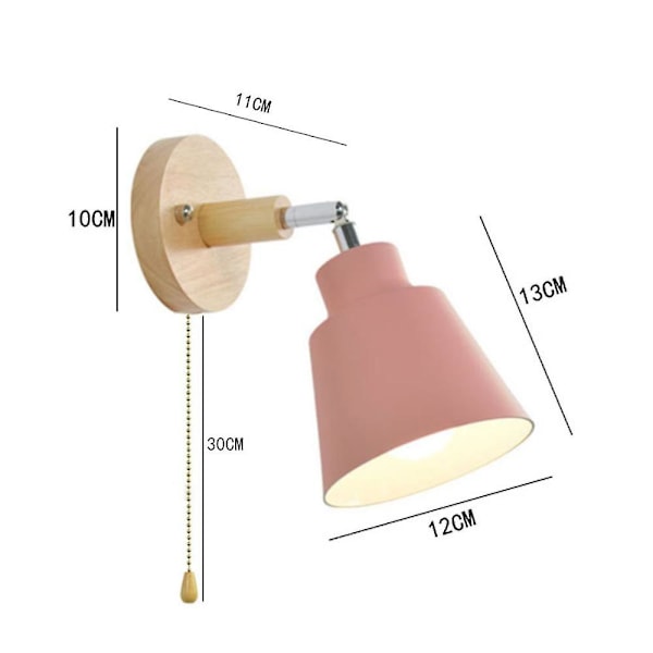 Vegglampe med bryter  Svingbar trekkbryter  350 nattlampe RTro moderne vegglampe i tre E27 Innendørs vegglampe Passer Po