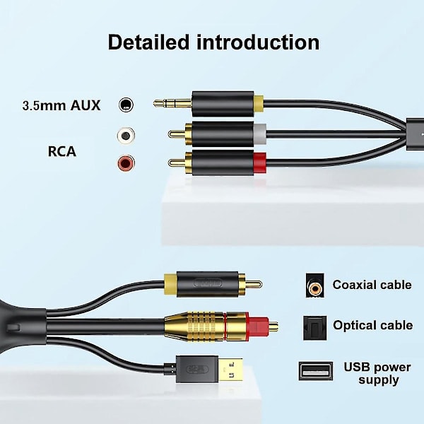 Digitaalinen analogiseen äänenmuunnoskaapeli, digitaalinen Spdif/optinen ja koaksiaalinen analogiseen L/r Rca-äänikaapeli //tv:lle