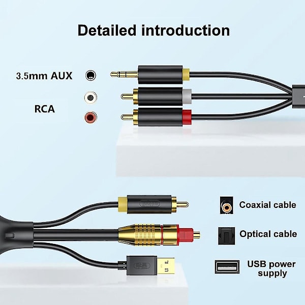 Digital til Analog Lydkonverteringskabel, Digital Spdif/optisk & Koaksial til Analog L/r Rca Lydkabel til //tv