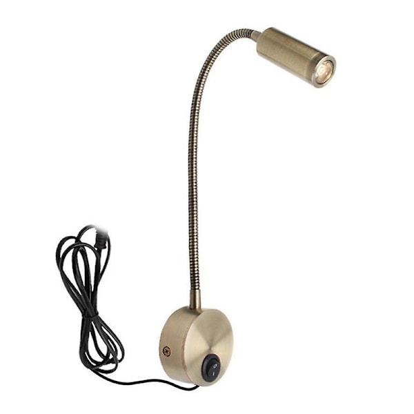 Wall-Mounted Reading Lamp Wall Lamp Hose Bedside Lamp Switch Control Minimalist Style Wall Lamp(Gol