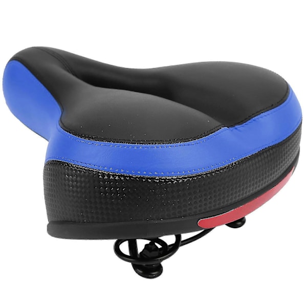 Komfortabel Mikrofiber Læder Huludskåret Fjeder Mountainbike Saddel (Sort Blå)