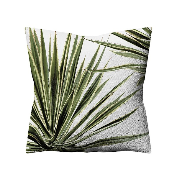 Sæt med 4 Grønne Eksotiske Jungleplanter Pudebetræk Dekorative Hør Pudebetræk til Sofa Stue Udendørs Have, 45x45cm