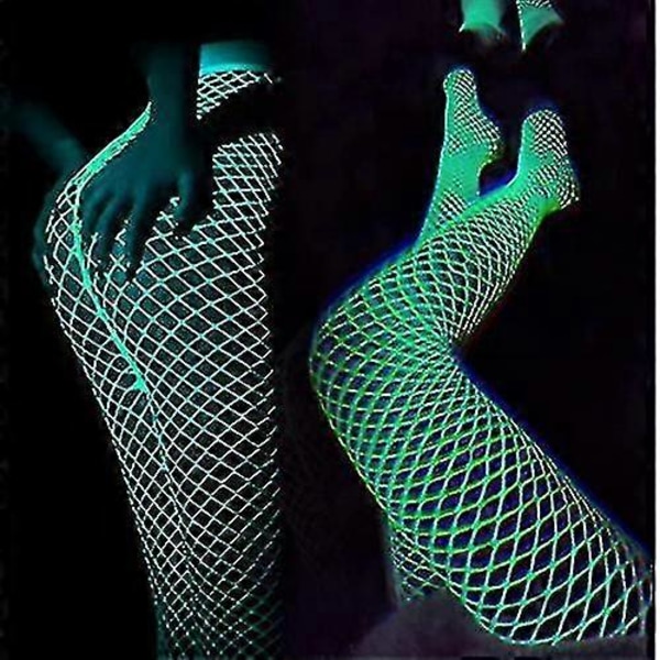 Glow In The Dark Fishnet Strumpbyxor, Kvinnliga Sexiga Fishnet Strumpbyxor Lågt Skurna Vita