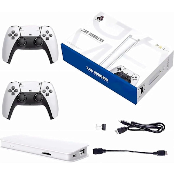 M15 PRO Retro Spelkonsol, 2 Trådlösa Handkontroller, 64 GB, 20000 Spel, 3D, HD, TV, PS1 4K HDMI Emulator 64G